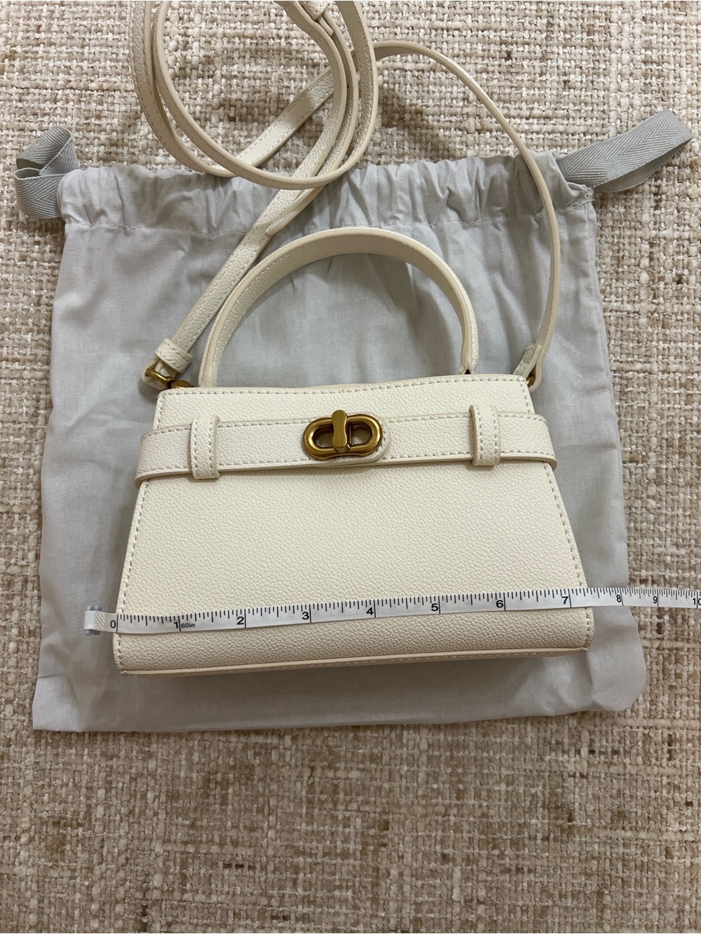 Charles & Keith white leather handbag with gold hardware
